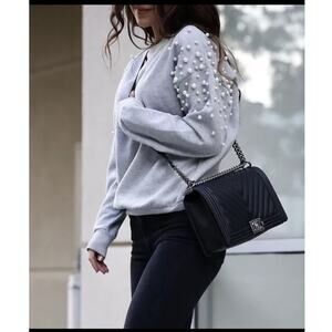 romeo + juliet pearl beaded sweatshirt - Small - Grey - NWOT